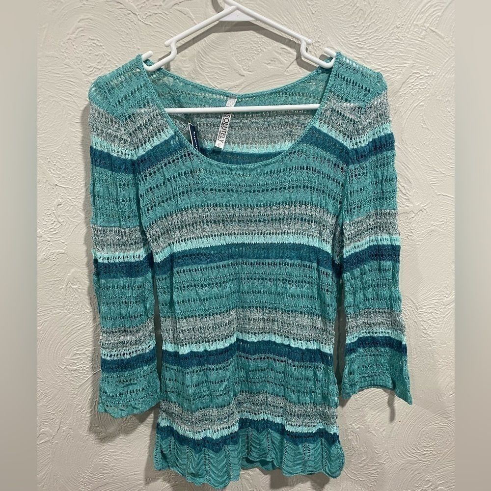 NWT Absolutely Boho Open Knit 3/4 Sleeve Top Size Medium